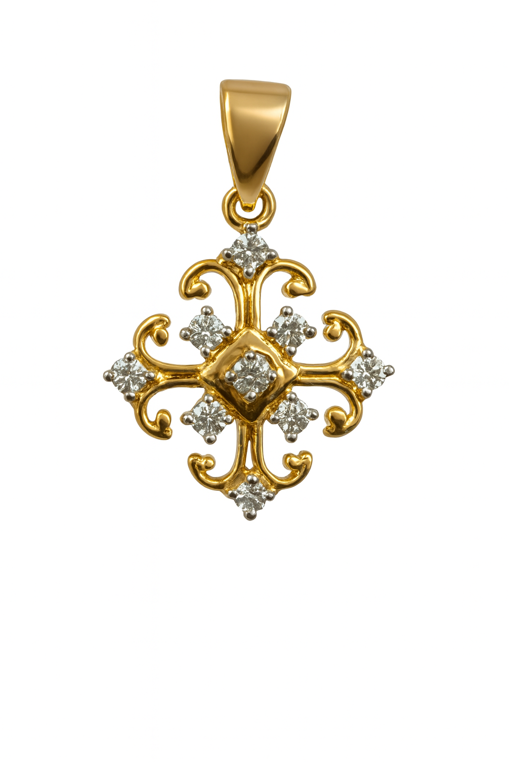 Beautiful 18 Kt Gold  Natural Diamond Pendant